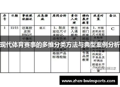 现代体育赛事的多维分类方法与典型案例分析